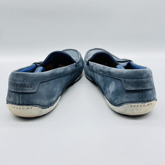Cole Haan Shoes Mens 12 Blue Suede Loafers Grand OS Motogrand Casual Slip On - Picture 7 of 12
